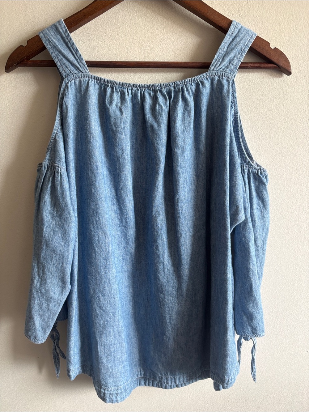 Madewell Chambray Cold Shoulder Top Blue Tencel Lyocell Boho Size Small